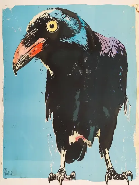 Fauvist Raven Retro Poster