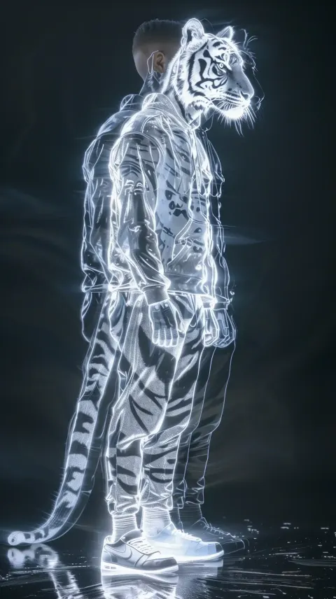 Tiger Outline in Cyberpunk
