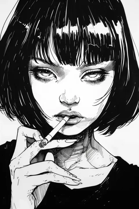 Bob-Cut Woman in Tsuge Style