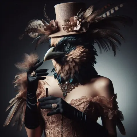 Fine Art Fashion Photoshoot of Anthropomorphic Bird
