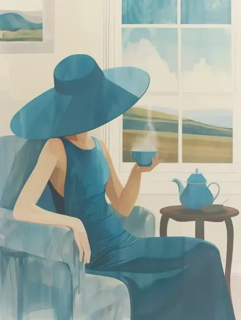 Blue Hat Tea Scene