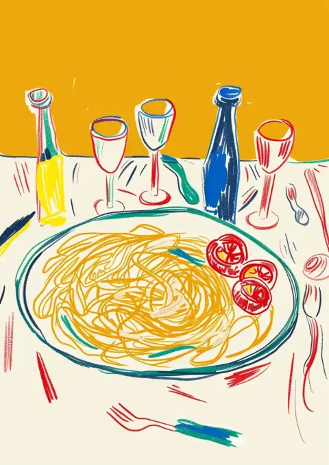 Hand-Drawn Pasta Plate