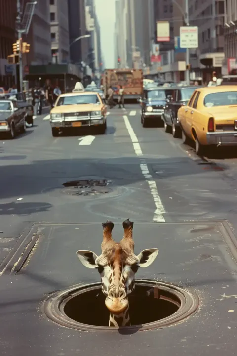 Photorealistic Giraffe in NYC