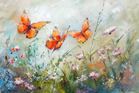 Delicate Wildflowers  Butterflies