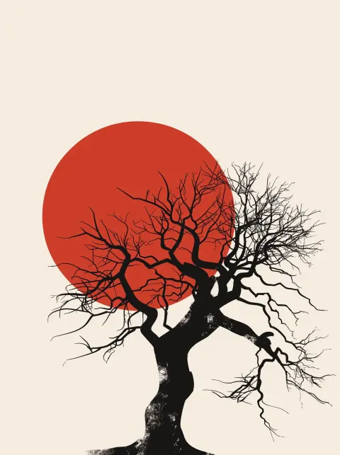 Minimalist Sunset Tree