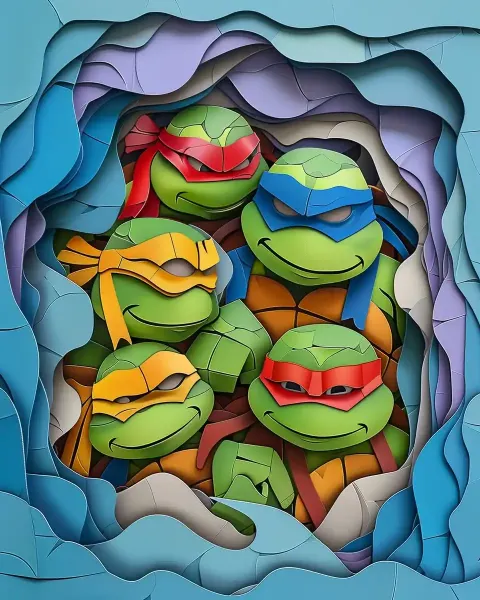 Paper Cutout Ninja Turtles