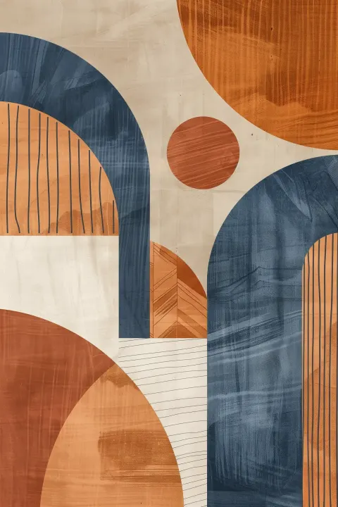Terracotta Blue Geometric Boho
