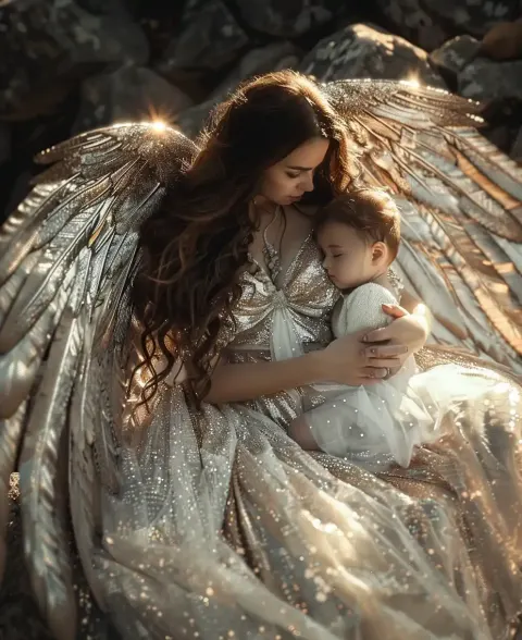 Cinematic Angelic Mother and Son