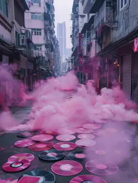 Guangzhou Streets Pink Smoke