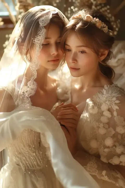 Japanese Mother-Daughter Wedding Portrait
