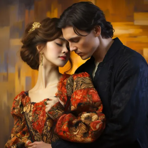 Listening Out of Love in Golden Gustav Klimt Style
