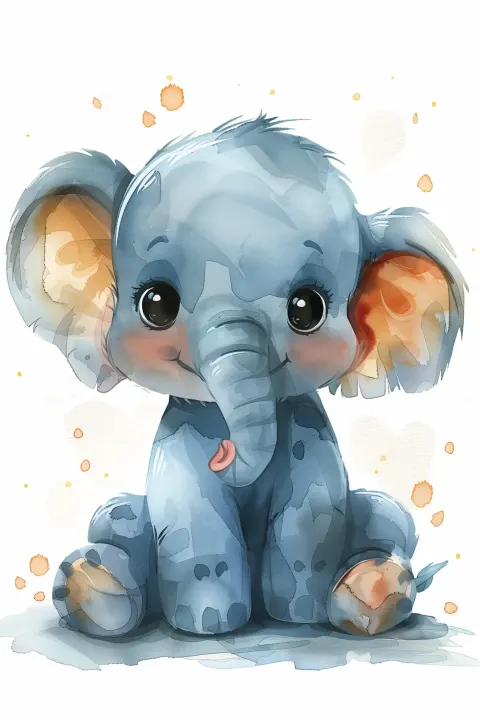 Playful Elephant Watercolor