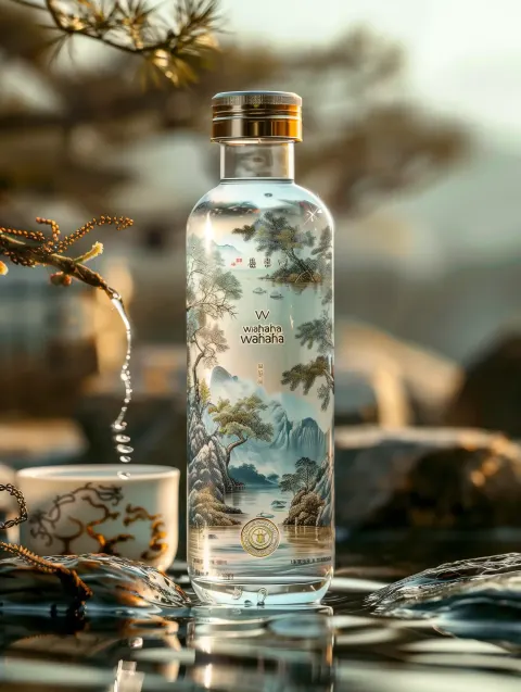 Chinese Landscape Glass Bottle