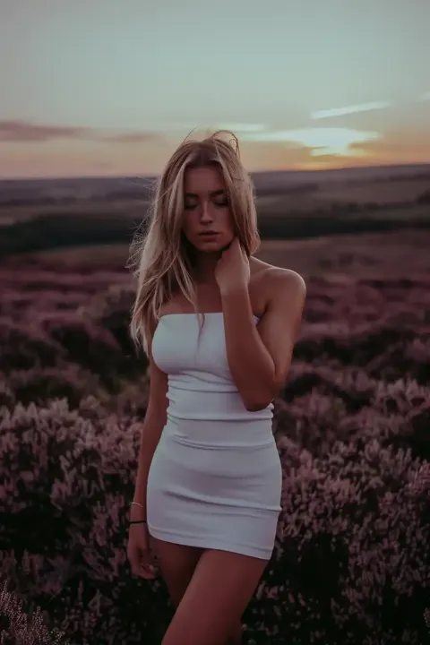 Fashionable Heather Field Portrait