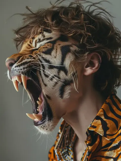 Hybrid Man-Tiger Portrait