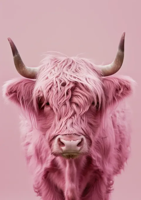 Kitschy Highland Cow Portrait