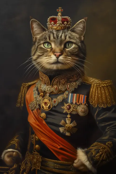 Regal Cat Portrait Oil