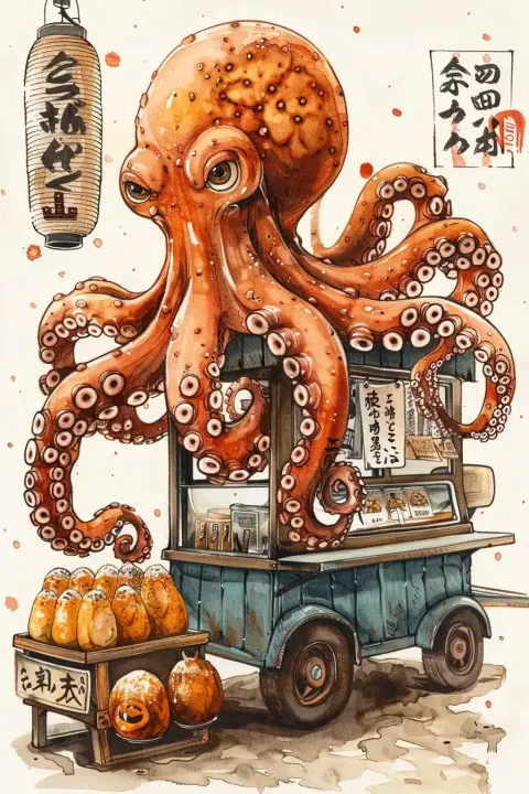 Graphic Takoyaki Octopus