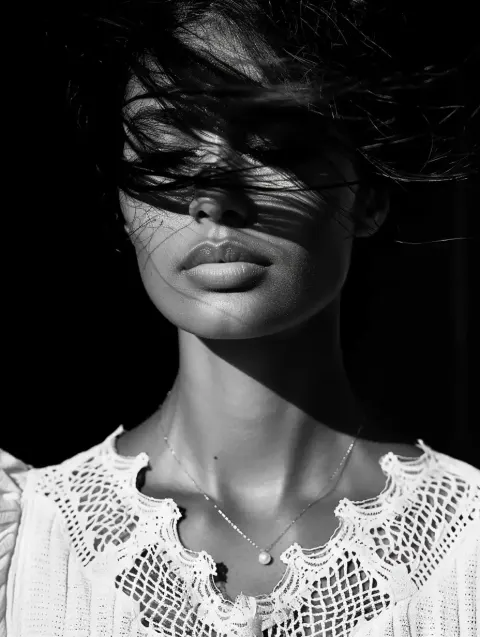 Shadowed Woman in White