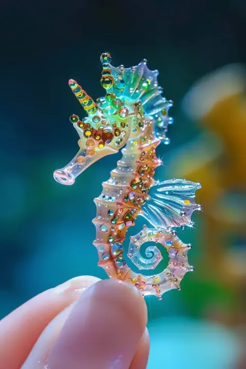 Crystal Seahorse Nail Art