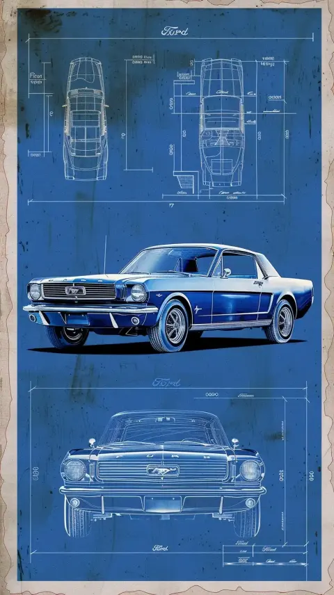 Vintage Mustang Blueprint