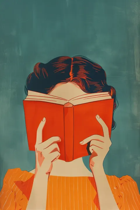 Vintage Book Reader Portrait