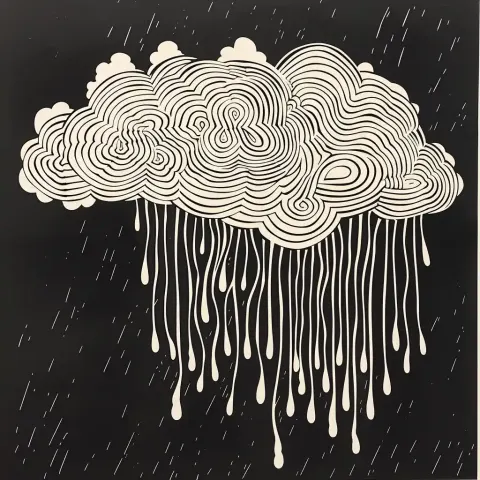 Linocut Rain Cloud by Arp