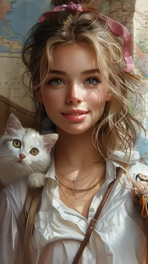Adventurous Teen with Kitten