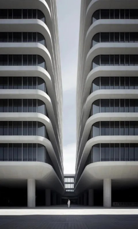 White Silver Paris Facade in Experimental Cinema Style