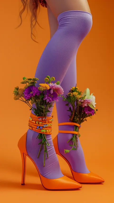 Colorful Leg with Flowers