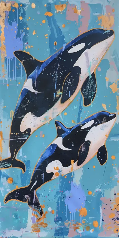 Matisse-Style Orca Trio