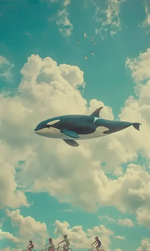 Photorealistic Flying Orca