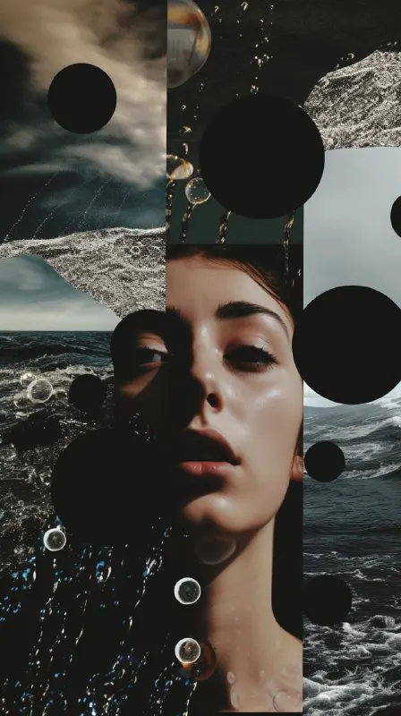 Melancholy Rain and Ocean Night Vision Board Collage