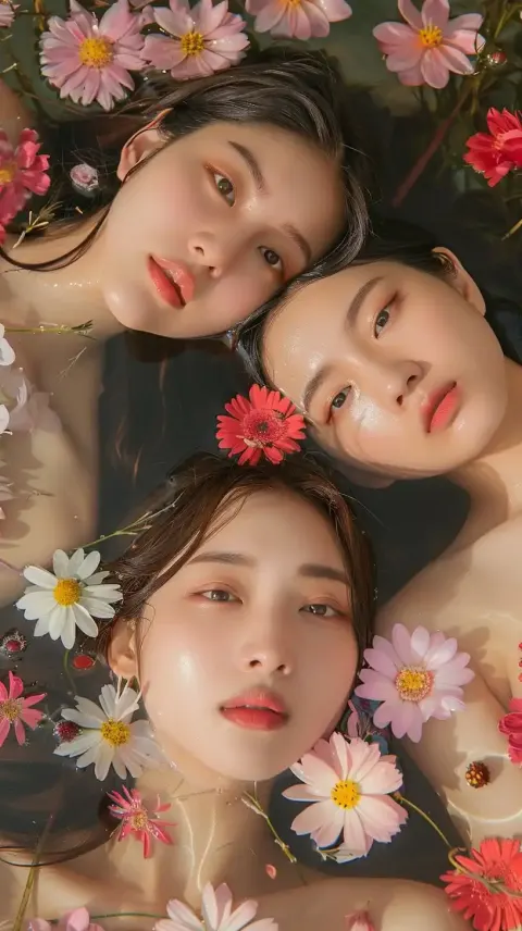 Asian Women in Flower Tub