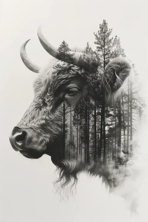 Double Bull Pencil Sketch