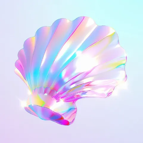 Shell Pearl 3D Icon with Psychedelic Gradient Colors
