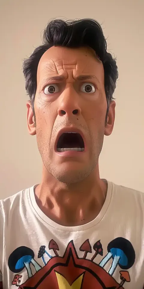 Pixar-Style Caricature Gray-Haired Man