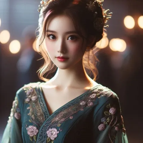Japanese Woman Portrait with Ornate Hair in Soft Light