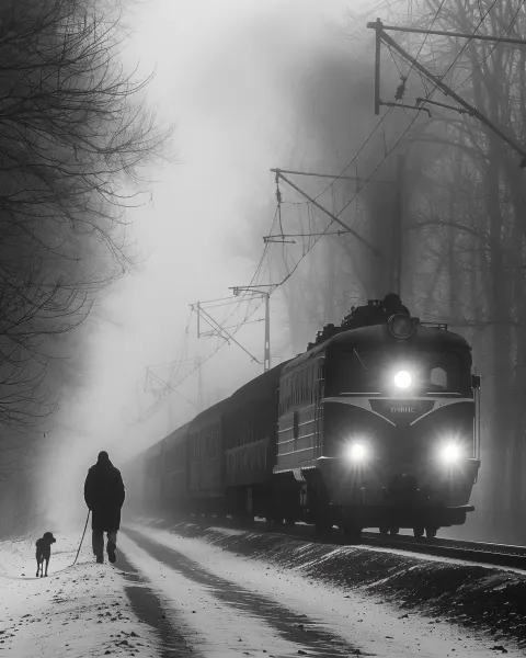 Vintage Train in Noir