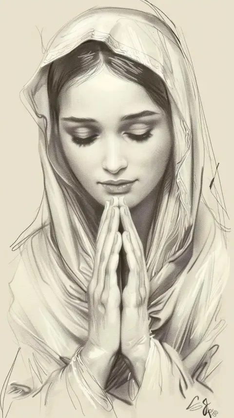 Retro Sketch of Mary