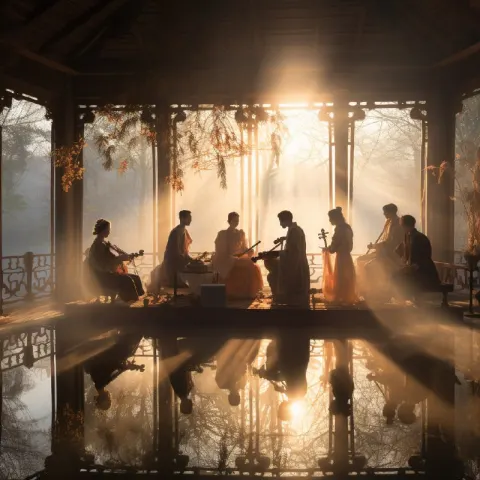 Dawn Rehearsal at West Lake in Mucha Tarot Backlight
