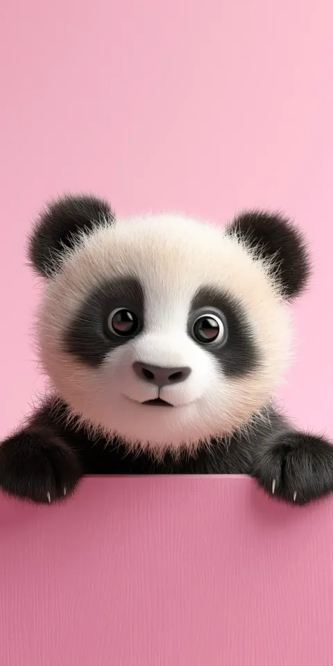 Realistic Panda on Pink