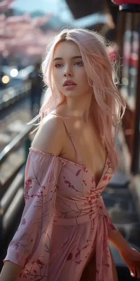 Blonde Teen in Kyoto