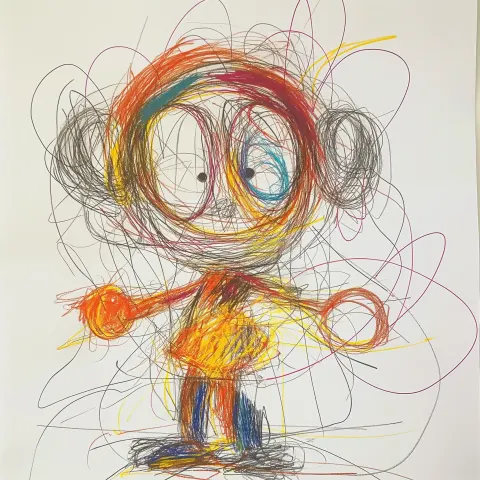 Murakami-Inspired Childs Scribble