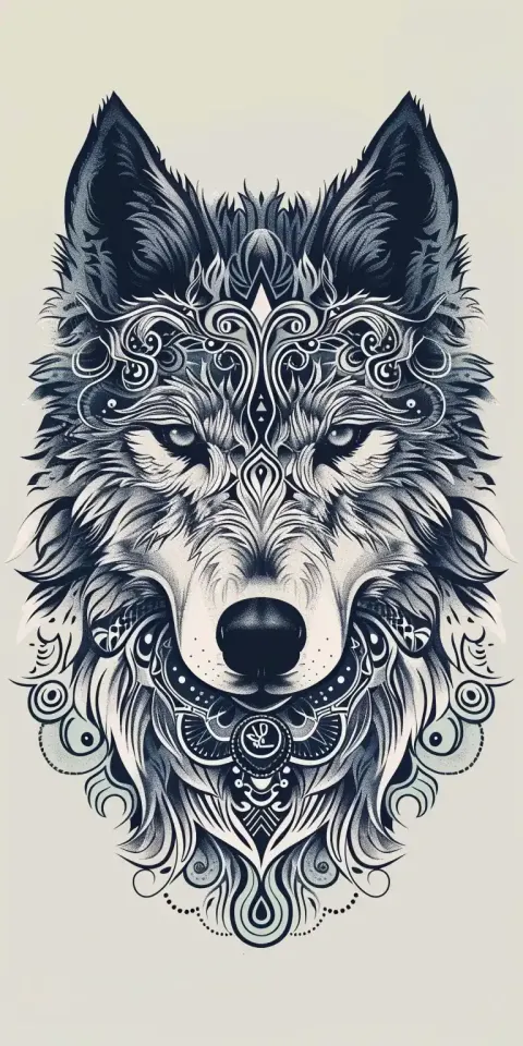 Ornamental Wolf Illustration