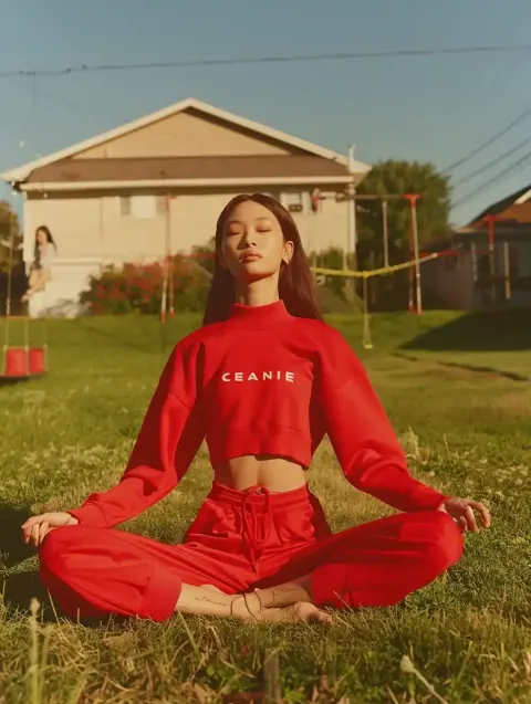 Fashionable Asian Mom Yoga