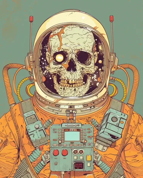 Vintage Skeleton Astronaut Comic