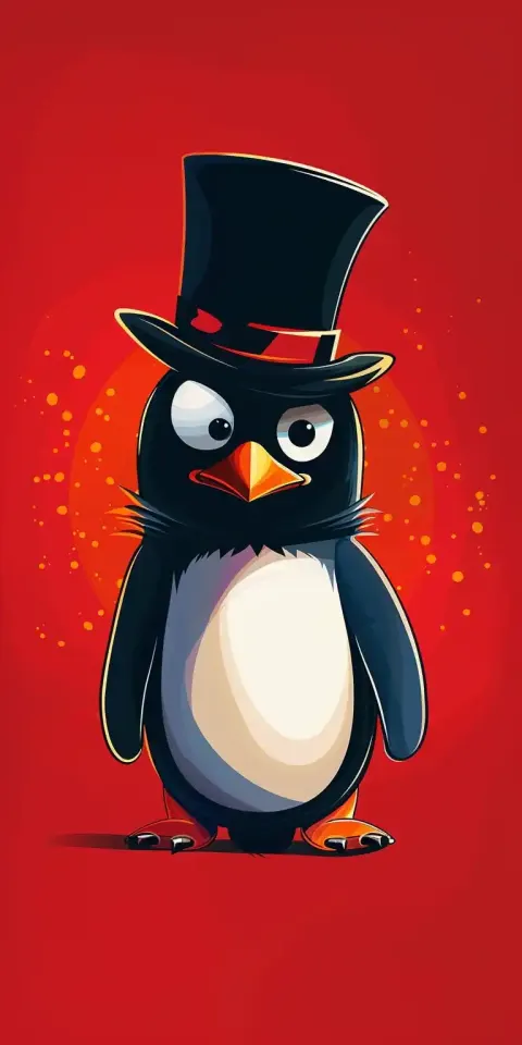 Minimalist Penguin in Top Hat