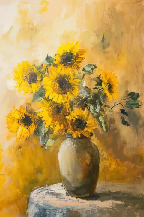 Impressionist Sunflower Vase