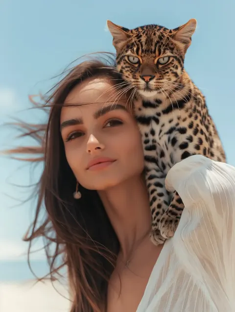 Leopard Cat on Woman